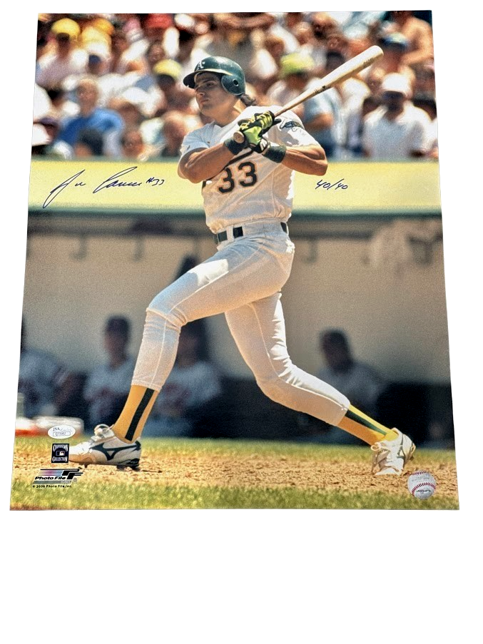 Jose Canseco Signed Athletics 16x20 Photo File with 40/40 inscription JSA COA