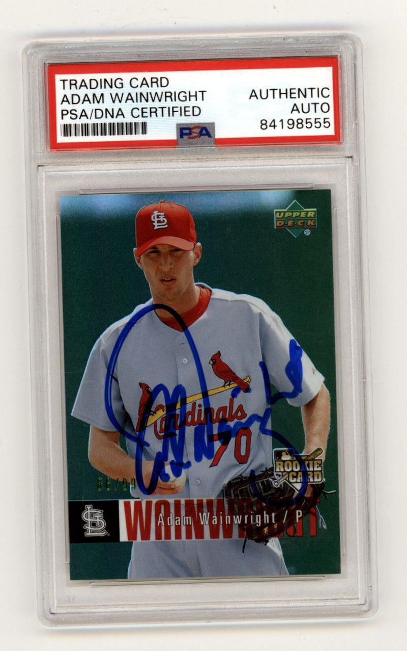 Adam Wainwright 2006 Upper Deck F/X #424 Green 86/99 Rookie RC Signed PSA Auto