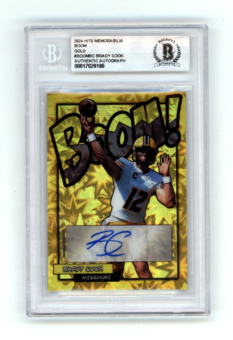 Brady Cook 2024 Hits Memorabilia BOOM Gold #/10 Signed BGS BAS Auto Missouri