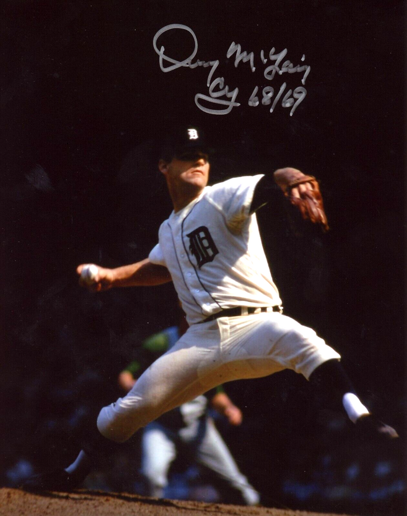 Denny McLain Signed Autographed Tigers 8x10 Photo w/ CY 68/69 LSCM COA #2