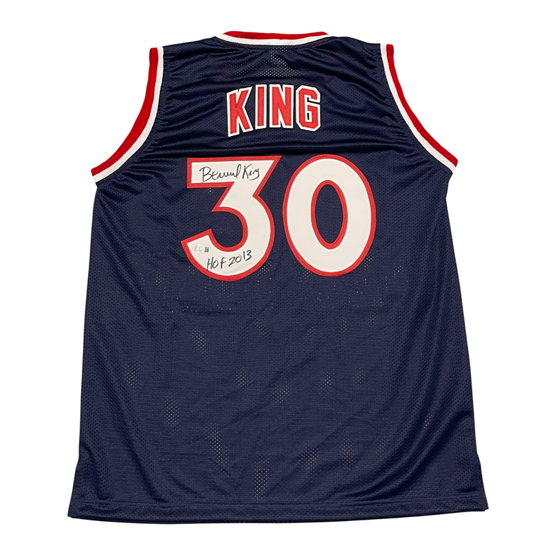 Bernard King Signed Auto Knicks Navy Custom Jersey w/ HOF 2013 Beckett W BAS COA
