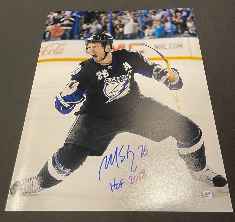 Martin St. Louis Signed Auto Tampa Bay Lightning 16x20 Photo HOF 2018 PSA COA #1