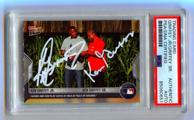 Ken Griffey Jr Sr 2022 Topps Now 690 Field of Dreams Dual Signed PSA Auth. Auto