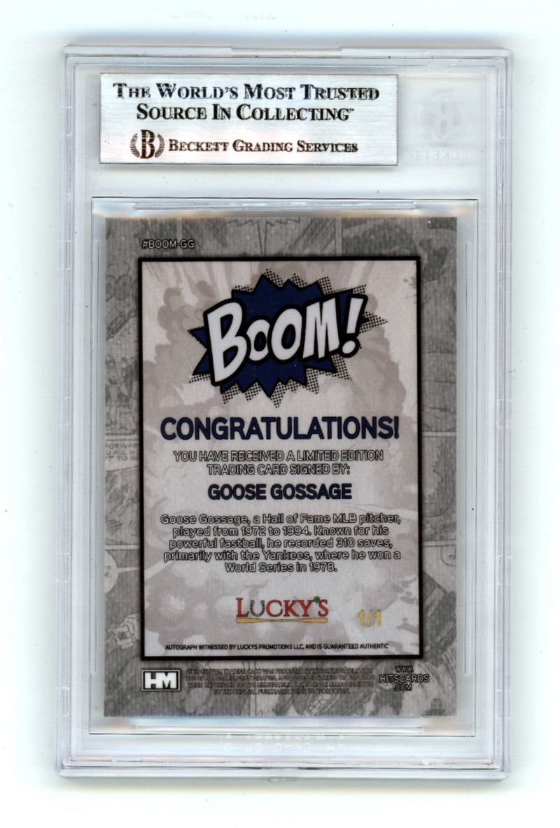 Goose Gossage 2024 Hits Memorabilia BOOM Gold #1/1 Signed BGS BAS Auto Yankees