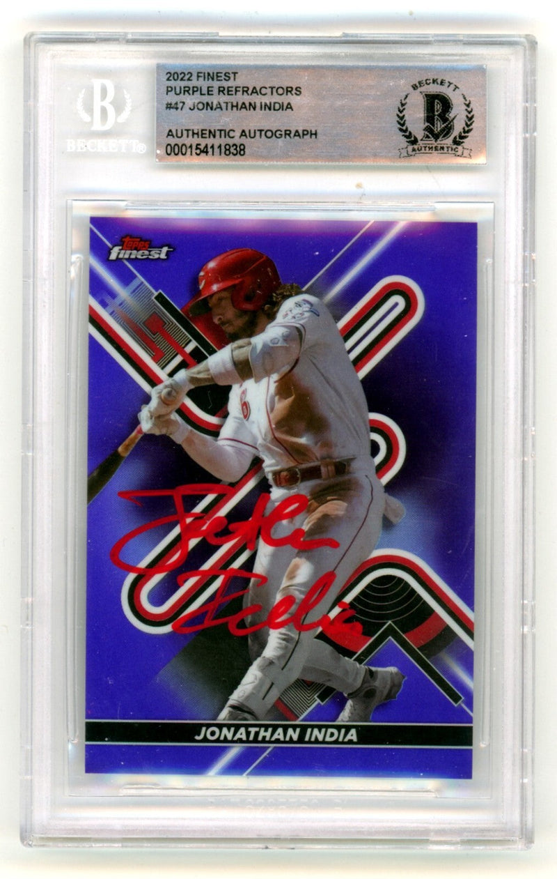 Jonathan India 2022 Topps Finest Purple Refractors #47 Signed /250 BGS BAS Auto
