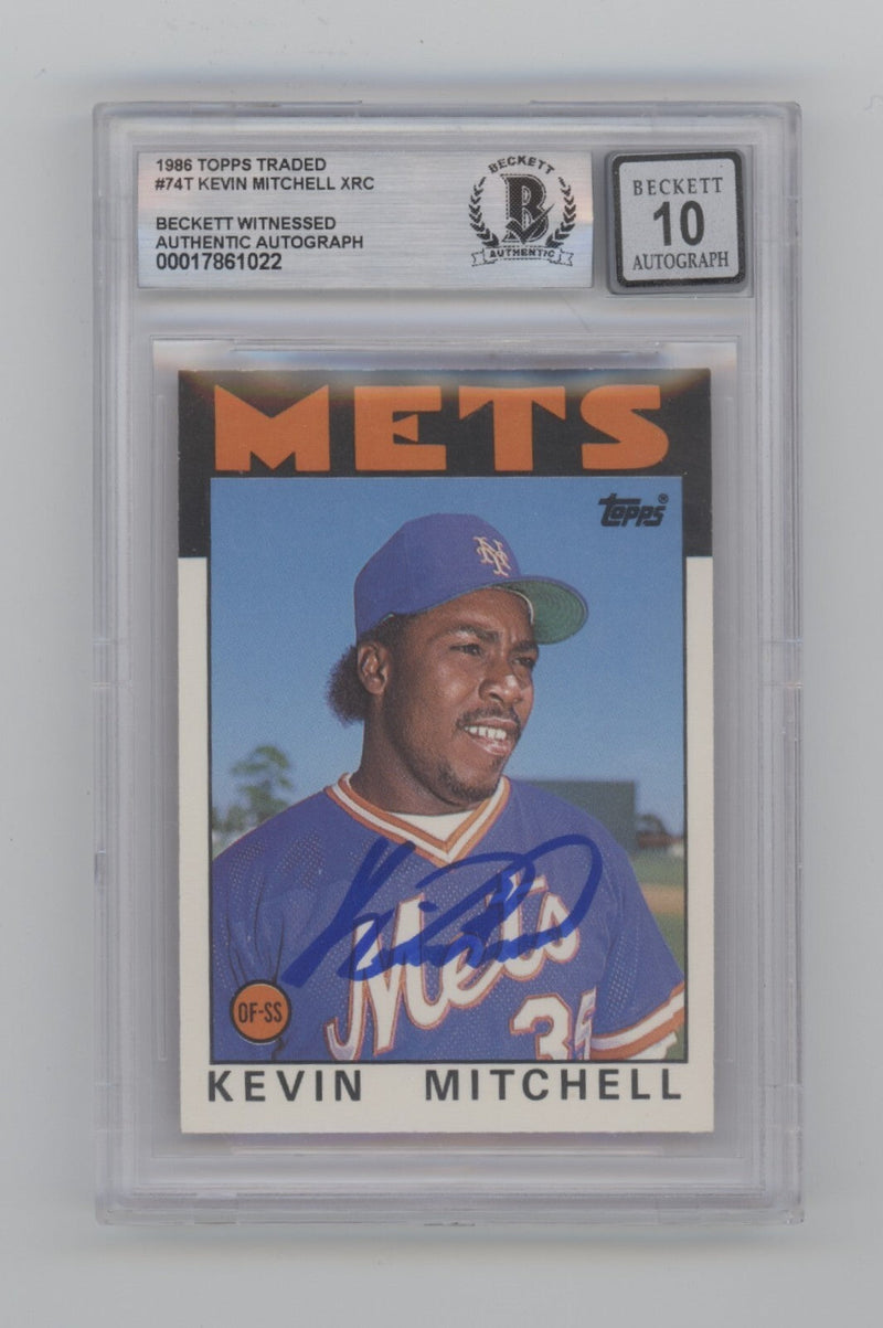 Kevin Mitchell 1986 Topps Traded #74T RC Signed Beckett BGS 10 Auto NY Mets