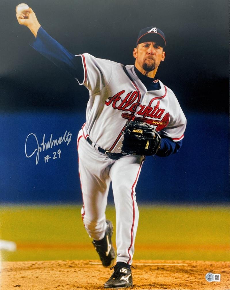 John Smoltz Signed Atlanta Braves 16x20 Photo w/ #29 Beckett Witness BAS COA