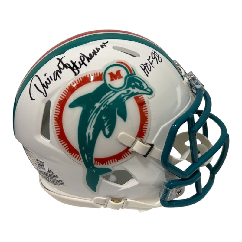 Dwight Stephenson Signed Dolphins TB Mini Helmet w/ HOF 98 JSA Witness COA