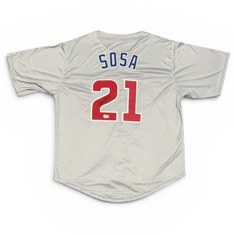 Sammy Sosa Signed Chicago Cubs Custom Jersey Beckett Witness BAS COA