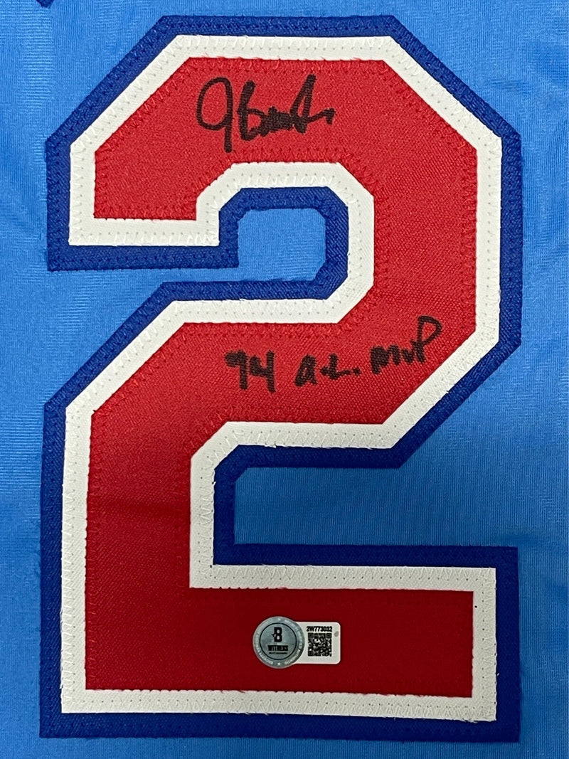 Jeff Burroughs Signed Texas Rangers Custom w/ 74 AL MVP Jersey Beckett W BAS COA