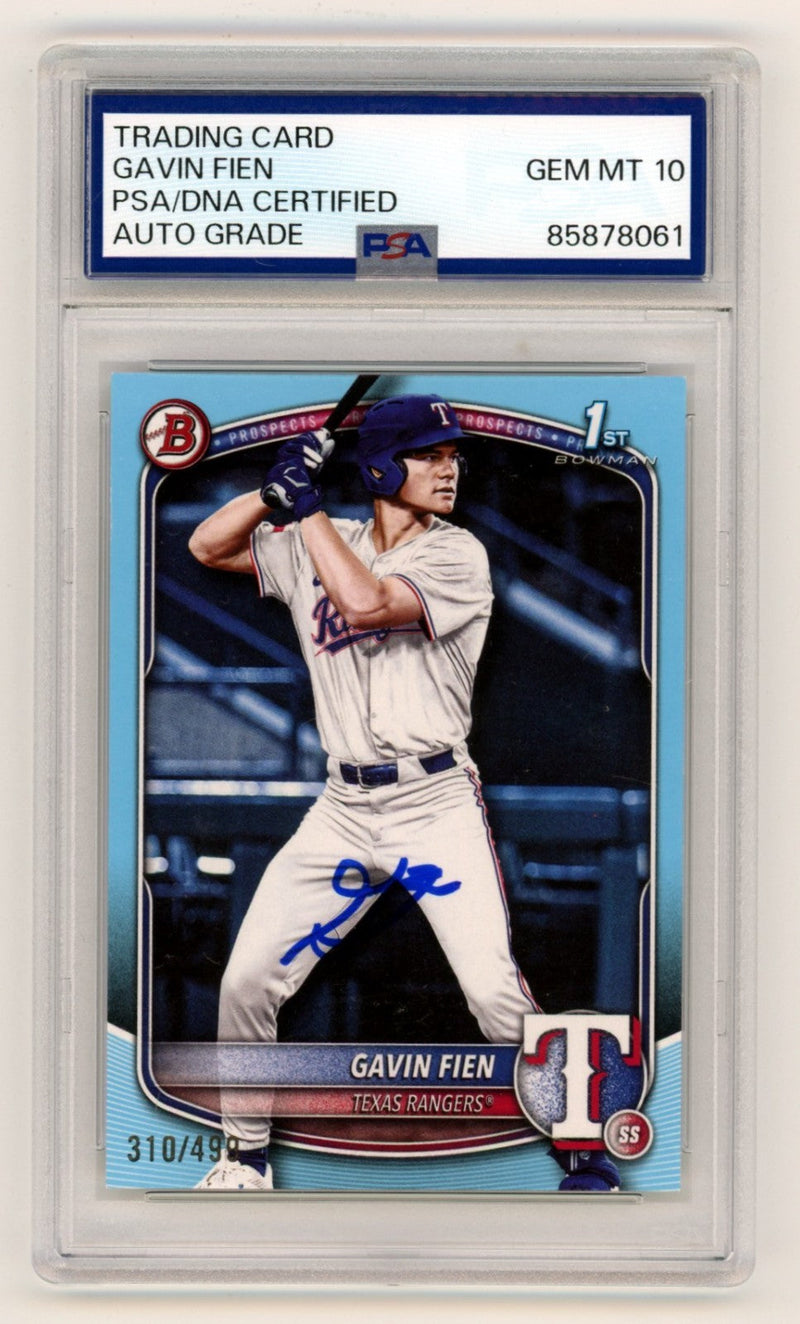 Gavin Fien 2025 Bowman 1st Sky Blue Parallel Signed Auto RC #310/499 PSA 10 Auto
