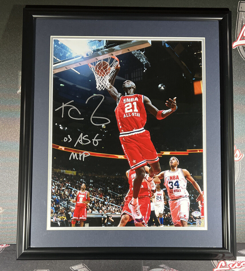 Kevin Garnett Signed Framed 16x20 Photo w/ NBA All Star 03 ASG MVP PSA COA