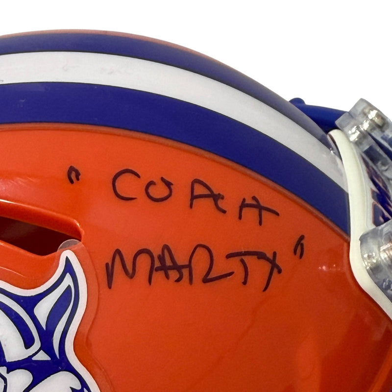 Ed Marinaro Signed Blue Mountain State BMS Mini Helmet w/ Coach Marty JSA W. COA