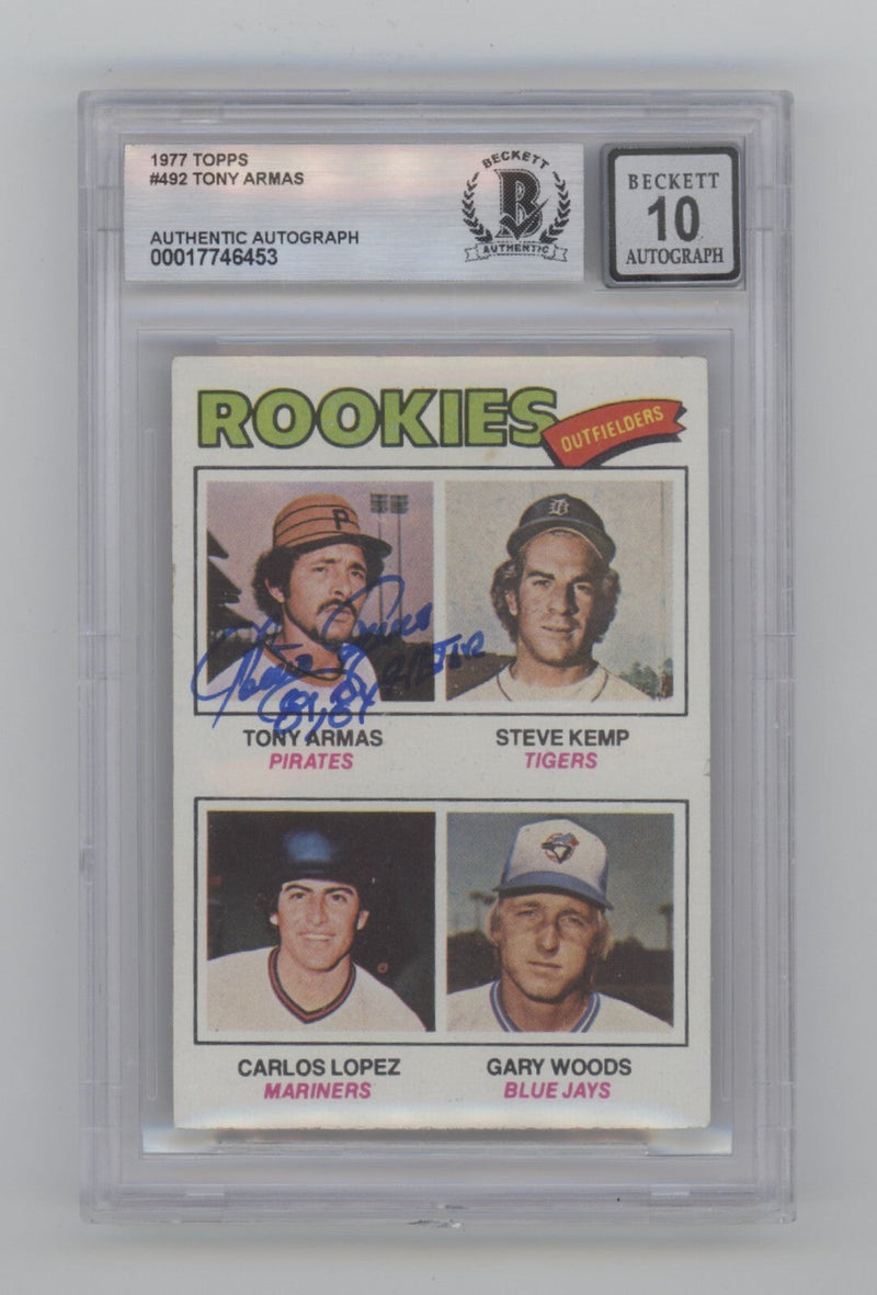 Tony Armas 1977 Topps #492 RC Signed w/ 81,84 All Star Beckett BGS 10 Auto