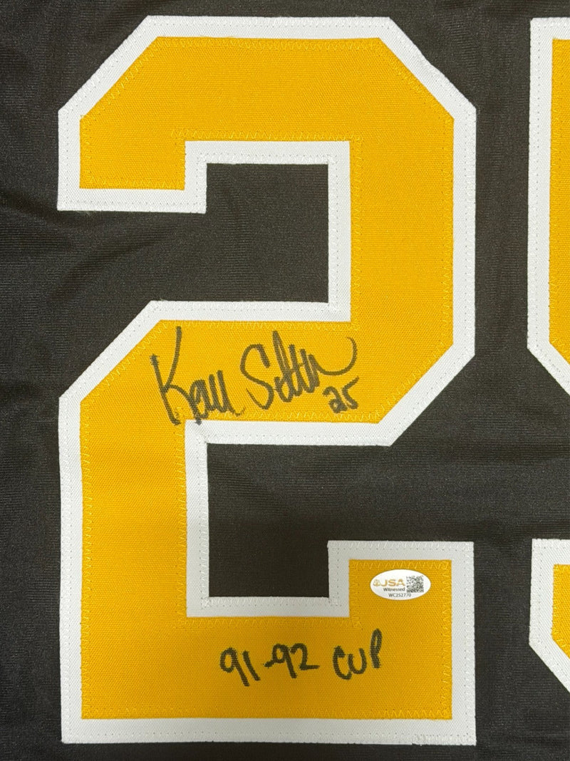 Kevin Stevens Signed Pittsburgh Penguins Custom Jersey w 91-92 Cup JSA Wit COA B