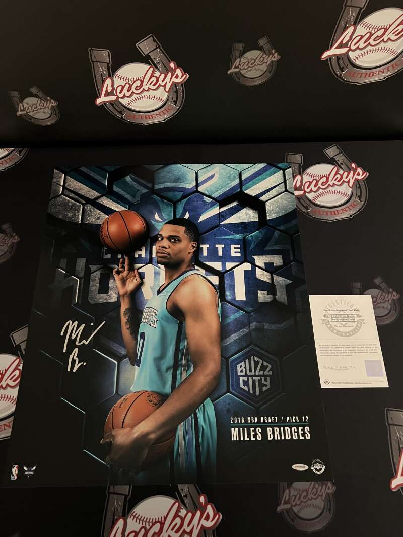 Miles Bridges Signed Auto 20x24 Photo Next Upper Deck UDA COA Hornets NBA Draft