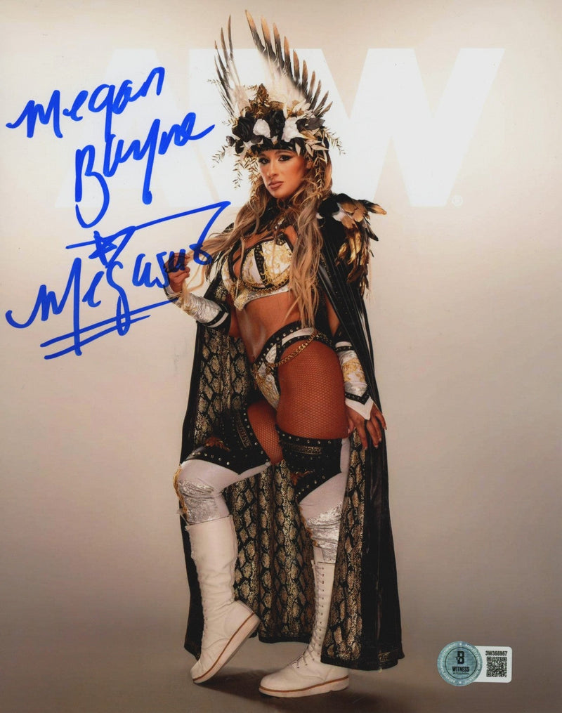 Megan Bayne Signed AEW 8x10 Photo w/ Megasus Beckett Witness BAS COA #3