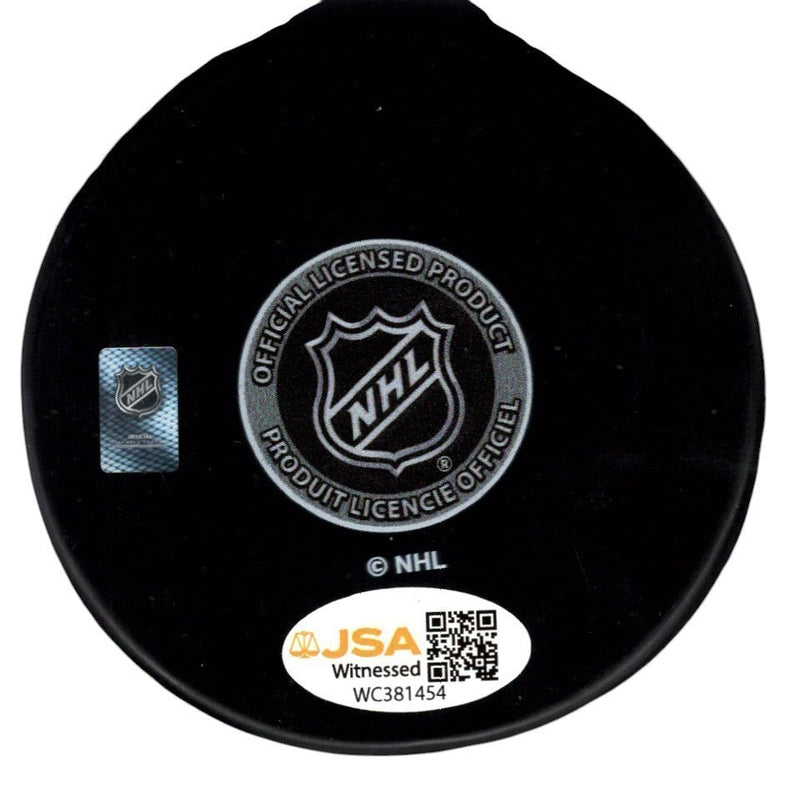 Mike Modano Signed Autographed Stars Logo Puck w/ HOF 2014 JSA Witness COA
