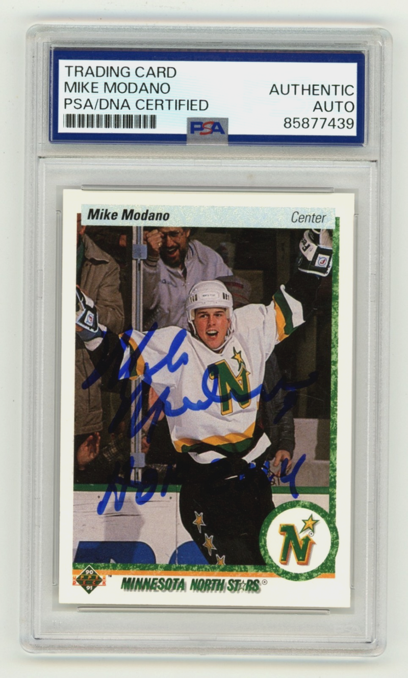 Mike Modano 1990-91 Upper Deck Signed Auto RC w/ HOF 2014 PSA Authentic Auto