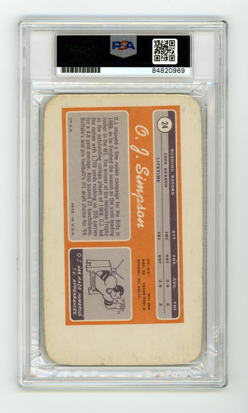 O.J. Simpson 1970 Topps Super 22 Rookie RC Signed PSA Authentic Auto Bills HOF A