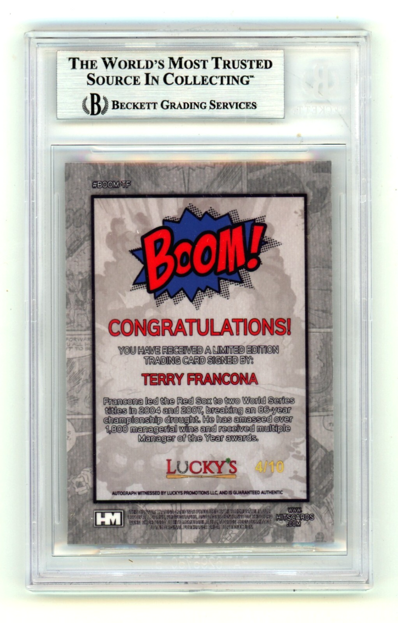 Terry Francona 2024 Hits Memorabilia BOOM Gold /10 Signed BGS BAS Auto Red Sox