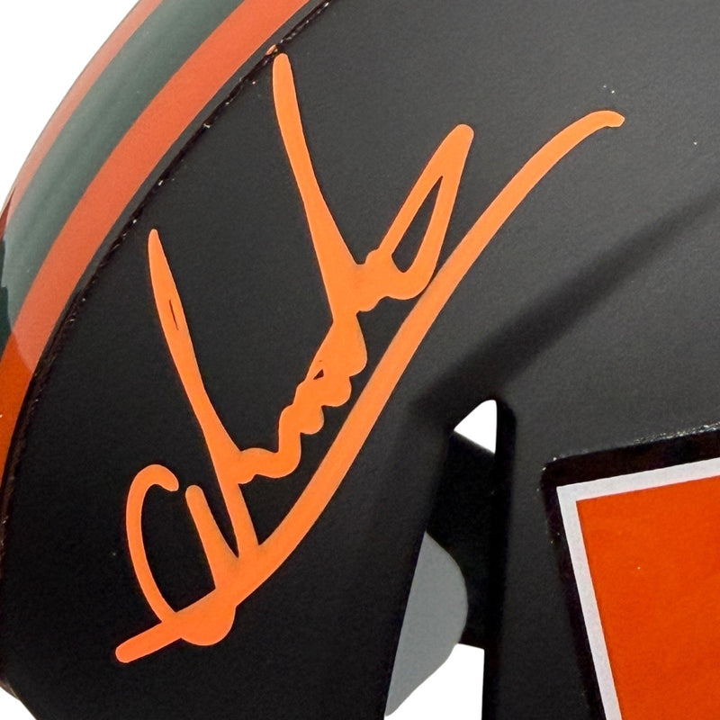 Andres Borregales Signed Black Miami Hurricanes Mini Helmet w/ The U JSA Wit COA