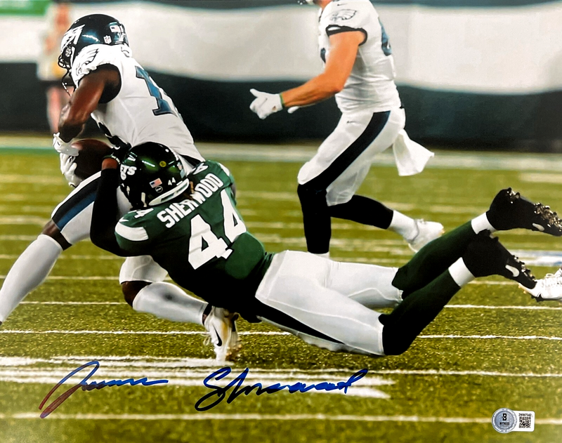 Jamien Sherwood Signed New York Jets 11x14 Photo Beckett Witness BAS COA