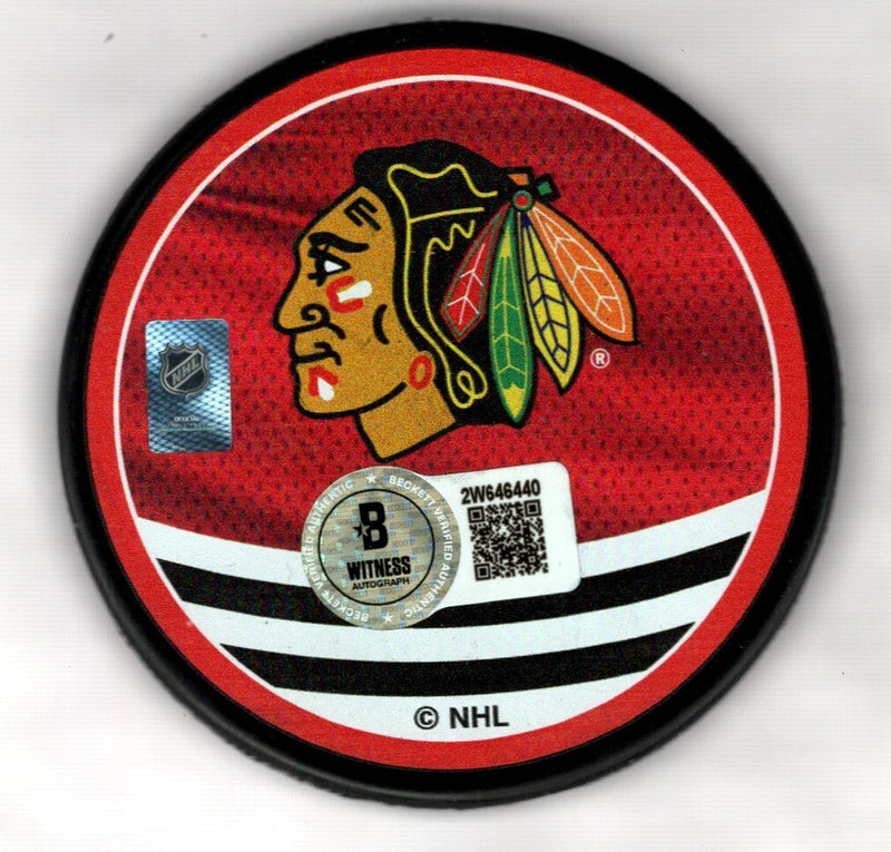 Chris Chelios Signed Blackhawks Reverse Retro Puck w 3x Norris Beckett W BAS COA