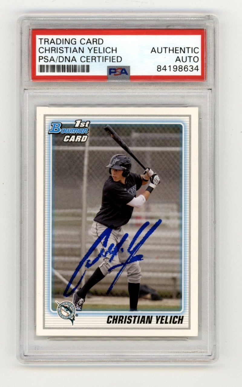 Christian Yelich 2010 Bowman #BDPP78 Rookie RC Signed PSA Authentic Auto B