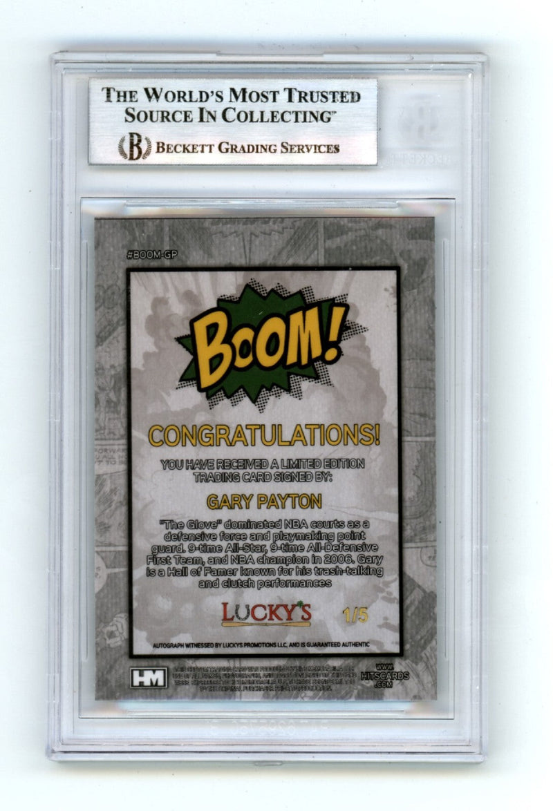 Gary Payton 2024 Hits Memorabilia BOOM Green #/5 Signed BGS BAS Auto Sonics