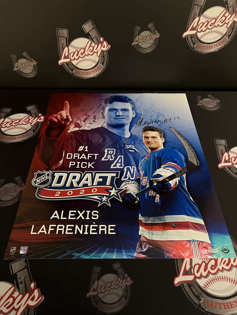 Alexis Lafreniere Signed 20x24 Photo Draft Day Upper Deck UDA COA NY Rangers
