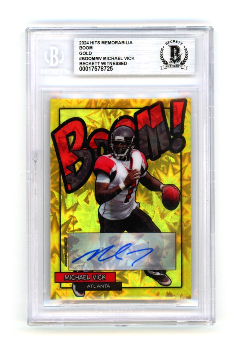 Michael Vick 2024 Hits Memorabilia BOOM Gold JSY # 7/10 Signed BGS BAS Auto