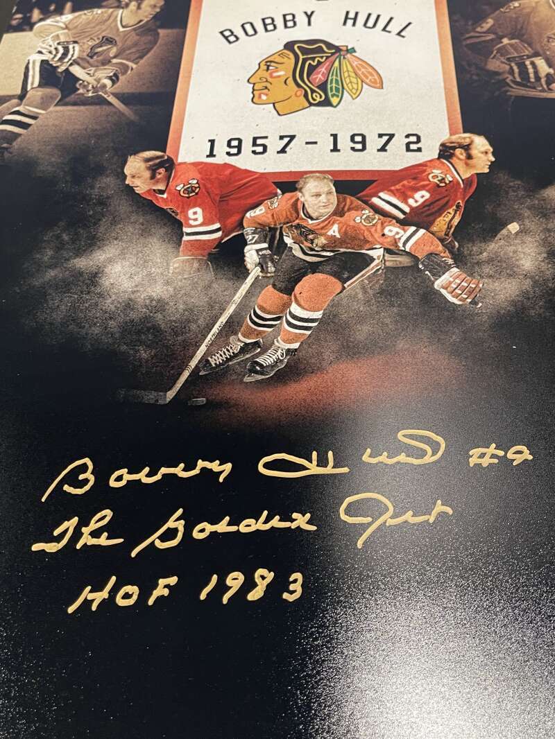 Bobby Hull Signed 16x20 Photo The Golden Jet + HOF 1983 Blackhawks PSA COA