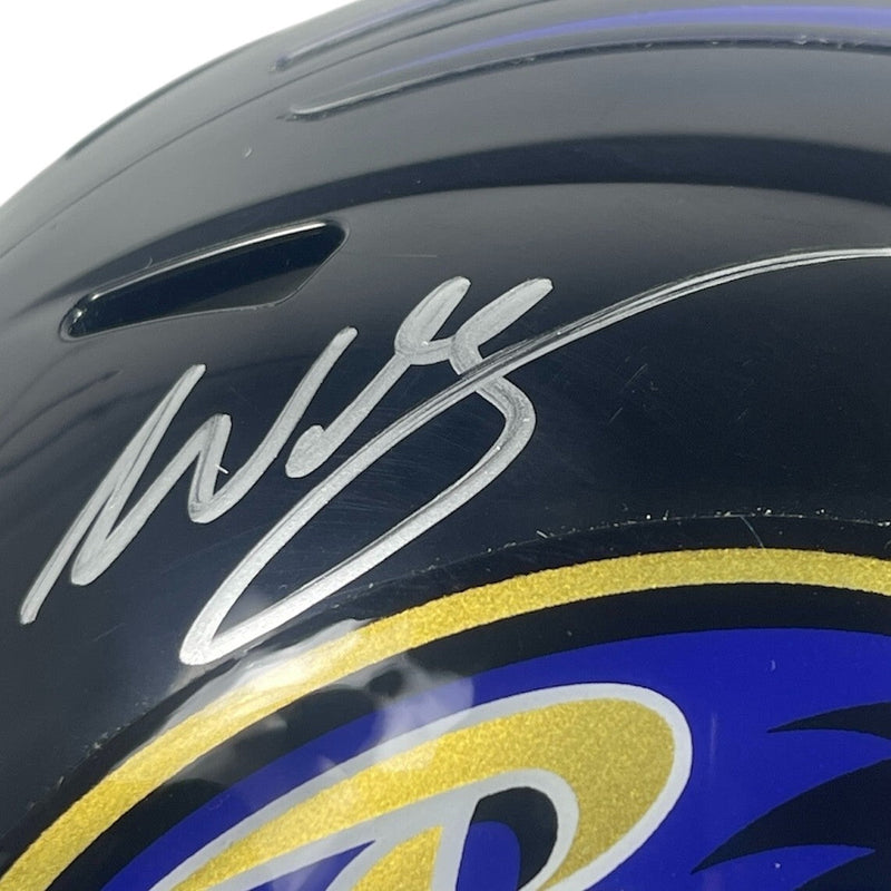 Willis McGahee Signed Ravens Speed Mini Helmet Beckett Witness BAS COA
