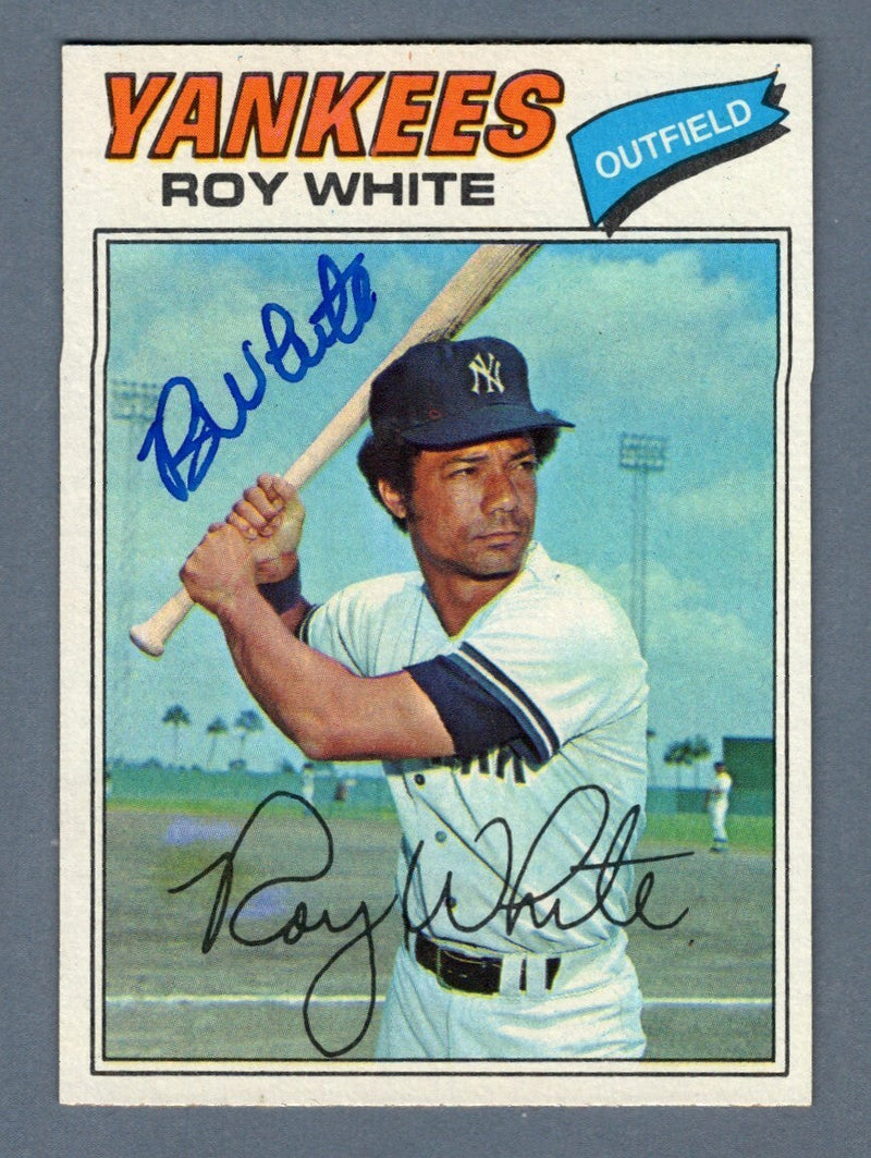 Roy White Signed Autographed 1977 Topps Baseball #485 LSCM COA New York Yankees