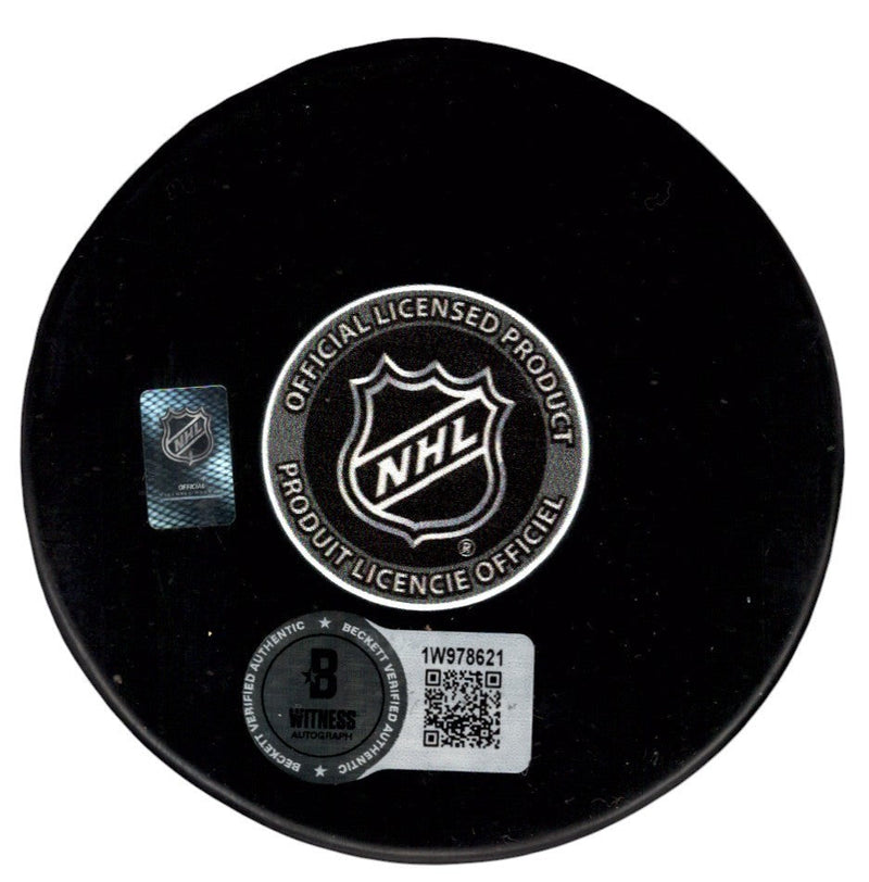 Ken Morrow Signed Islanders Puck w/ 80 81 82 83 4x Cup Beckett Witness BAS COA