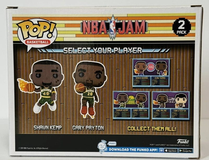 Gary Payton & Shawn Kemp Signed Auto NBA JAM Funko Pop w/ Ins Beckett W BAS COA
