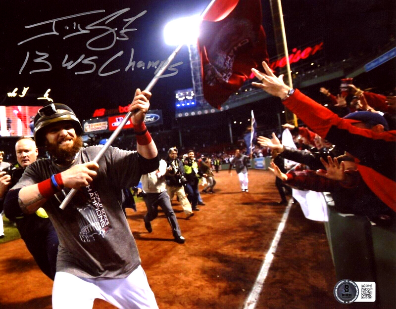 Jonny Gomes Signed Red Sox 8x10 Photo w/ 13 WS Champs Beckett W BAS COA