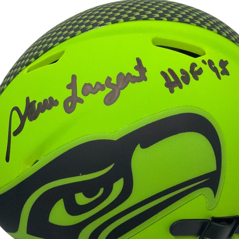 Steve Largent Signed Seahawks Rave Mini Helmet w/ HOF 95 JSA Witness COA