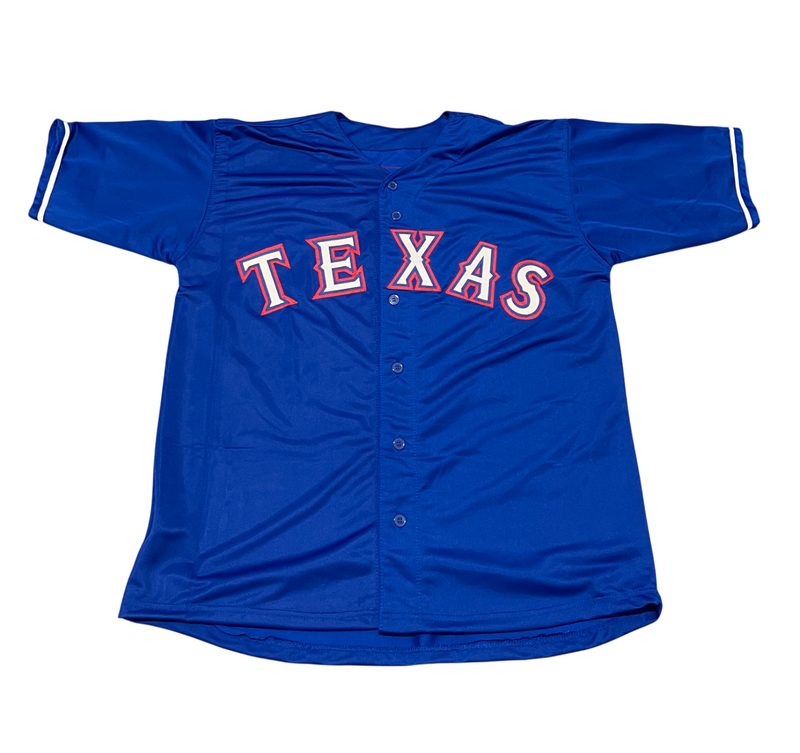Michael Young Signed Texas Rangers Custom Jersey Beckett Witness BAS COA