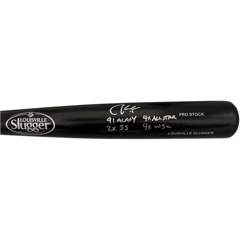 Chuck Knoblauch Signed Louisville Slugger Black Bat w/ 4 Insc JSA Witness COA
