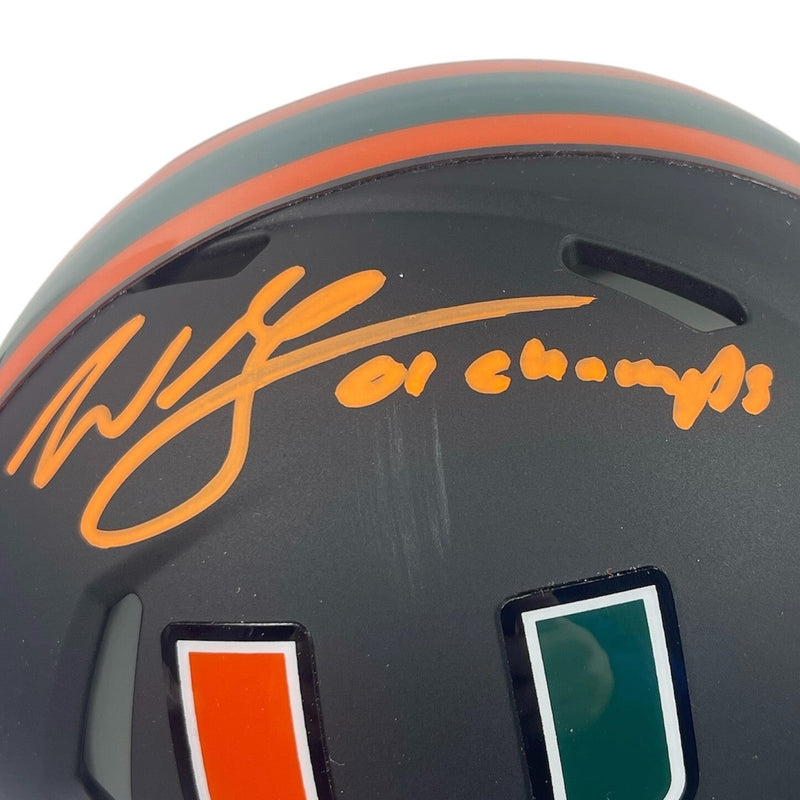 Willis McGahee Signed Miami Nights Mini Helmet w/ 01 Champs Beckett Wit BAS COA
