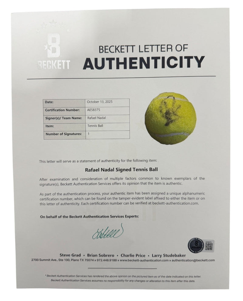 Rafael Nadal Signed Autographed PENN Tennis Ball Beckett BAS COA C