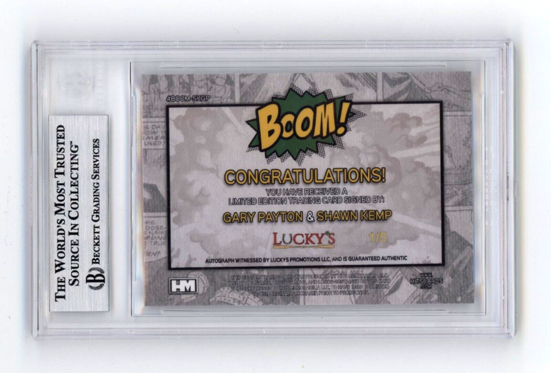 Shawn Kemp & Gary Payton 2024 Hits BOOM Green #/5 Dual Signed BGS BAS Auto