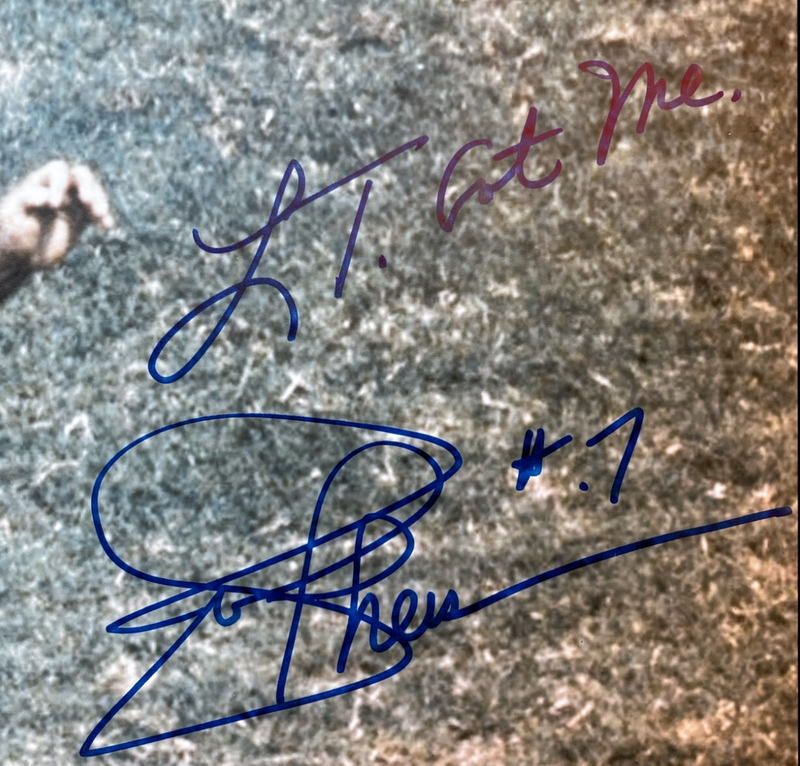 Lawrence Taylor & Joe Theismann Signed 11x14 Photo LT Got Me & Bad MFer JSA COA