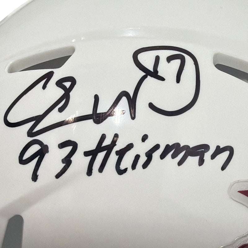 Charlie Ward Signed Florida State White Mini Helmet w 93 Heisman JSA Witness COA