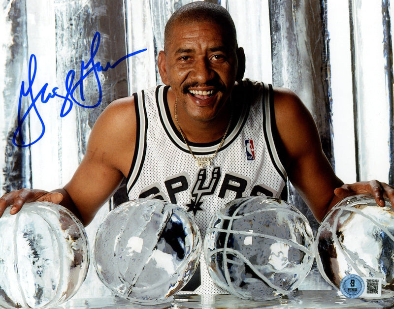 George Gervin Signed San Antonio Spurs 8x10 Photo Beckett Witness BAS COA #2