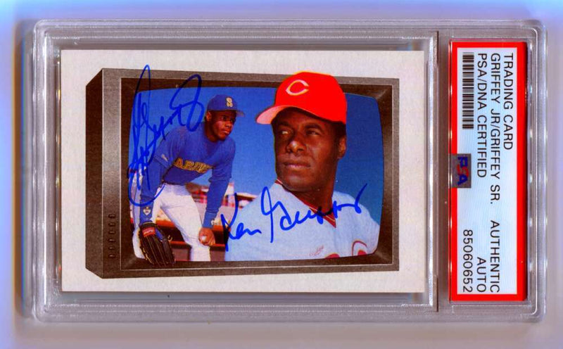 Ken Griffey Jr & Sr 1989 Bowman #259 Rookie RC Dual Signed PSA Authentic Auto