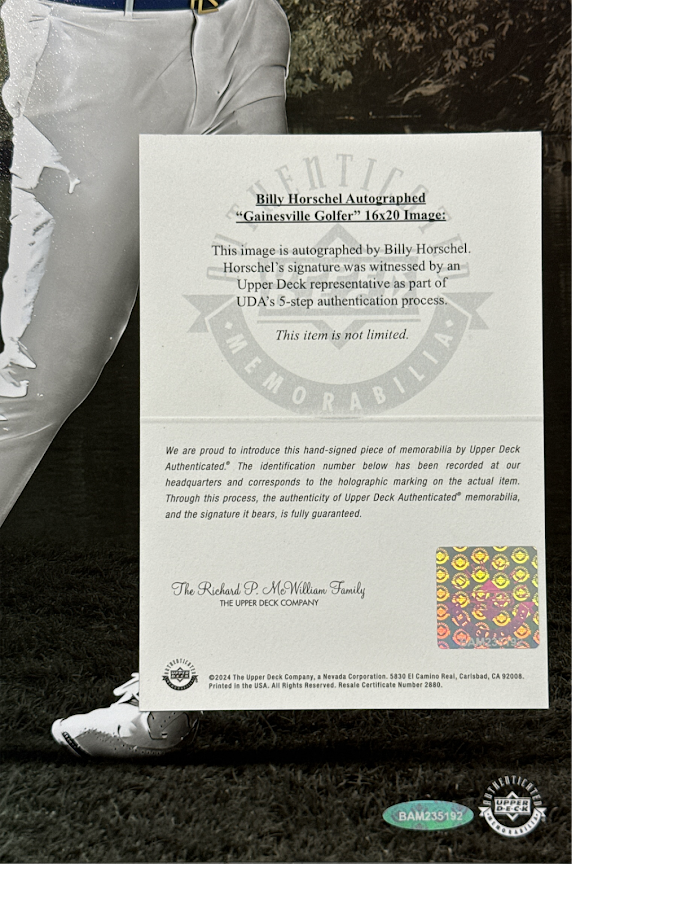 Billy Horschel Signed Autograph Gainsville Golfer 16x20 Photo Upper Deck UDA COA