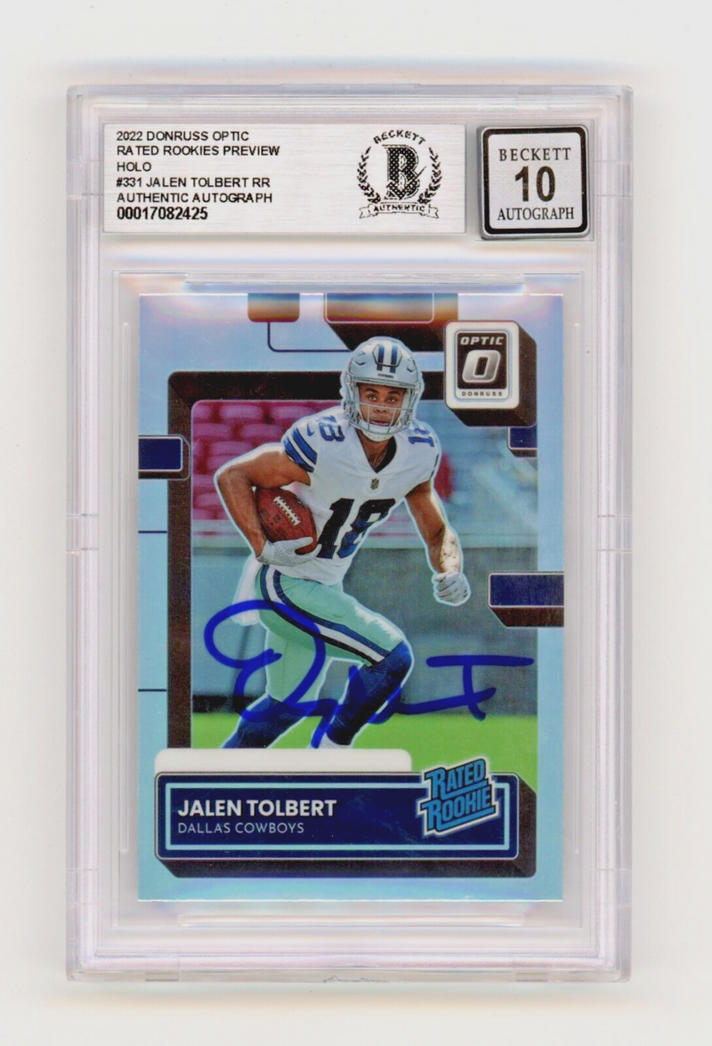 Jalen Tolbert 2022 Donruss Optic Rated Rookie Preview Holo #331 BAS BGS 10 Auto
